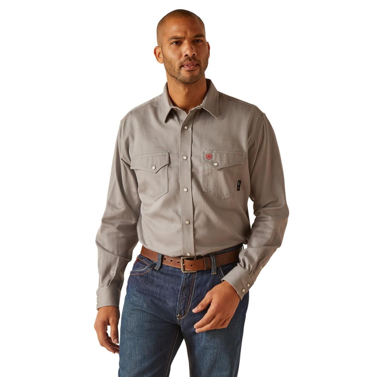 Ariat FR Solid Snap Work Shirt in Silver Fox